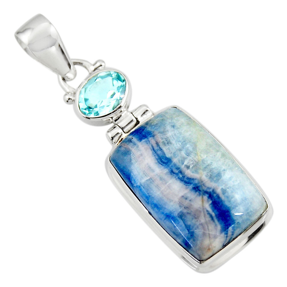 17.81cts natural blue scheelite (lapis lace onyx) 925 silver pendant r45950