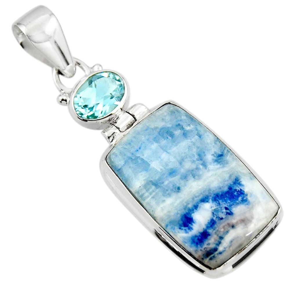 16.90cts natural blue scheelite (lapis lace onyx) 925 silver pendant r45958