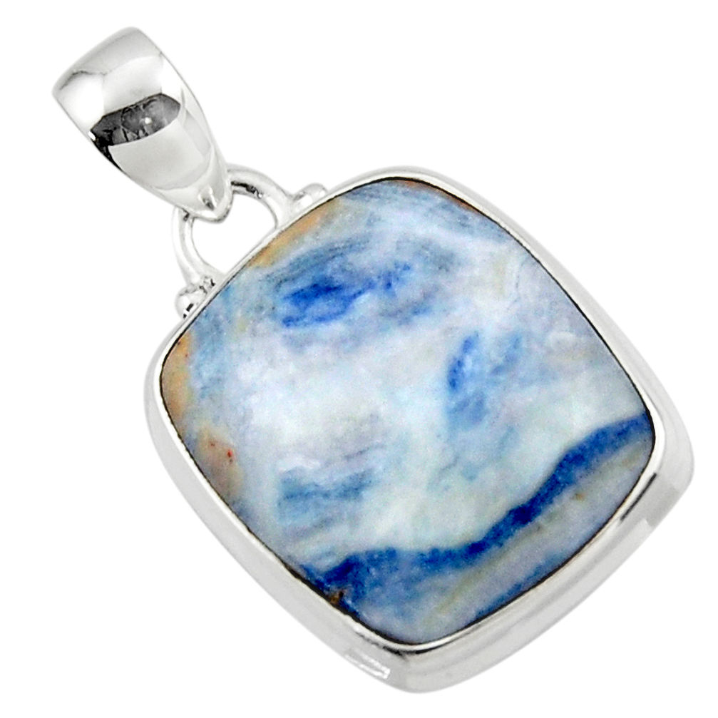 14.07cts natural blue scheelite (lapis lace onyx) 925 silver pendant r46426