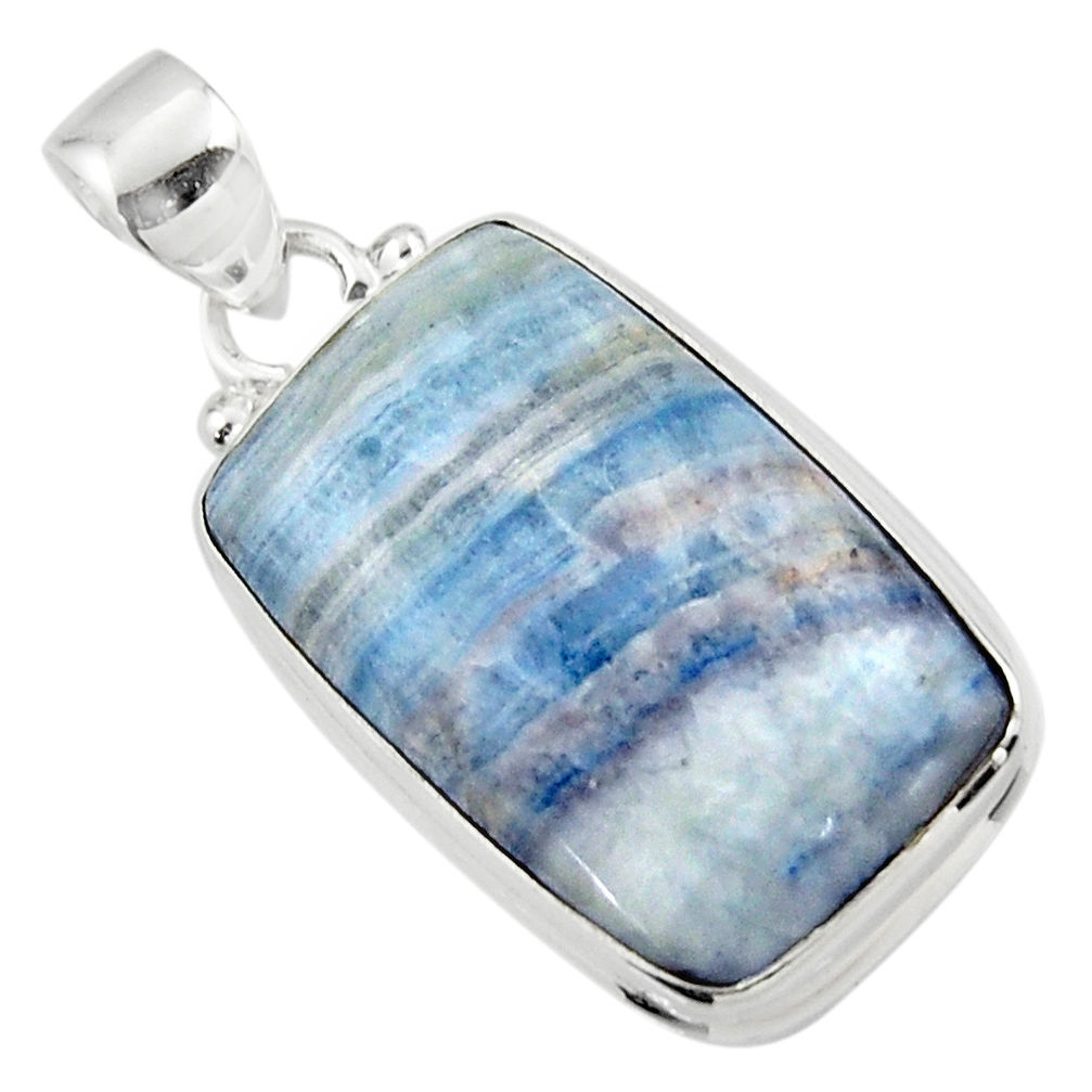 14.23cts natural blue scheelite (lapis lace onyx) 925 silver pendant r46428