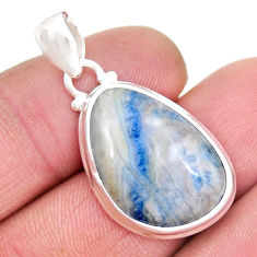 13.15cts natural blue scheelite (lapis lace onyx) fancy 925 silver pendant y9569