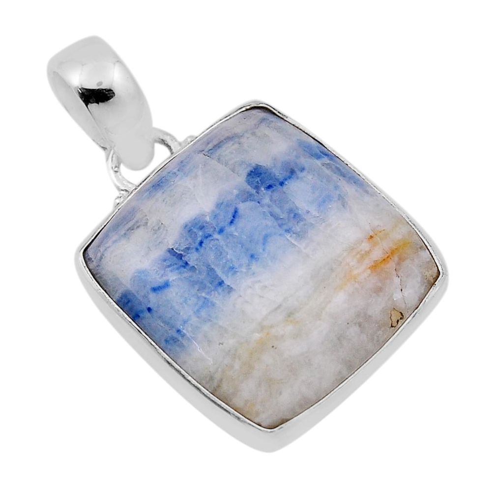 17.26cts natural blue scheelite (lapis lace onyx) octagan silver pendant n31220