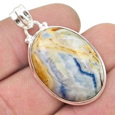 25.84cts natural blue scheelite (lapis lace onyx) oval 925 silver pendant u50583