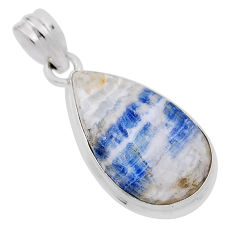 14.14cts natural blue scheelite (lapis lace onyx) pear 925 silver pendant n30721
