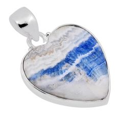 15.43cts natural blue scheelite (lapis lace onyx) silver heart pendant n30371