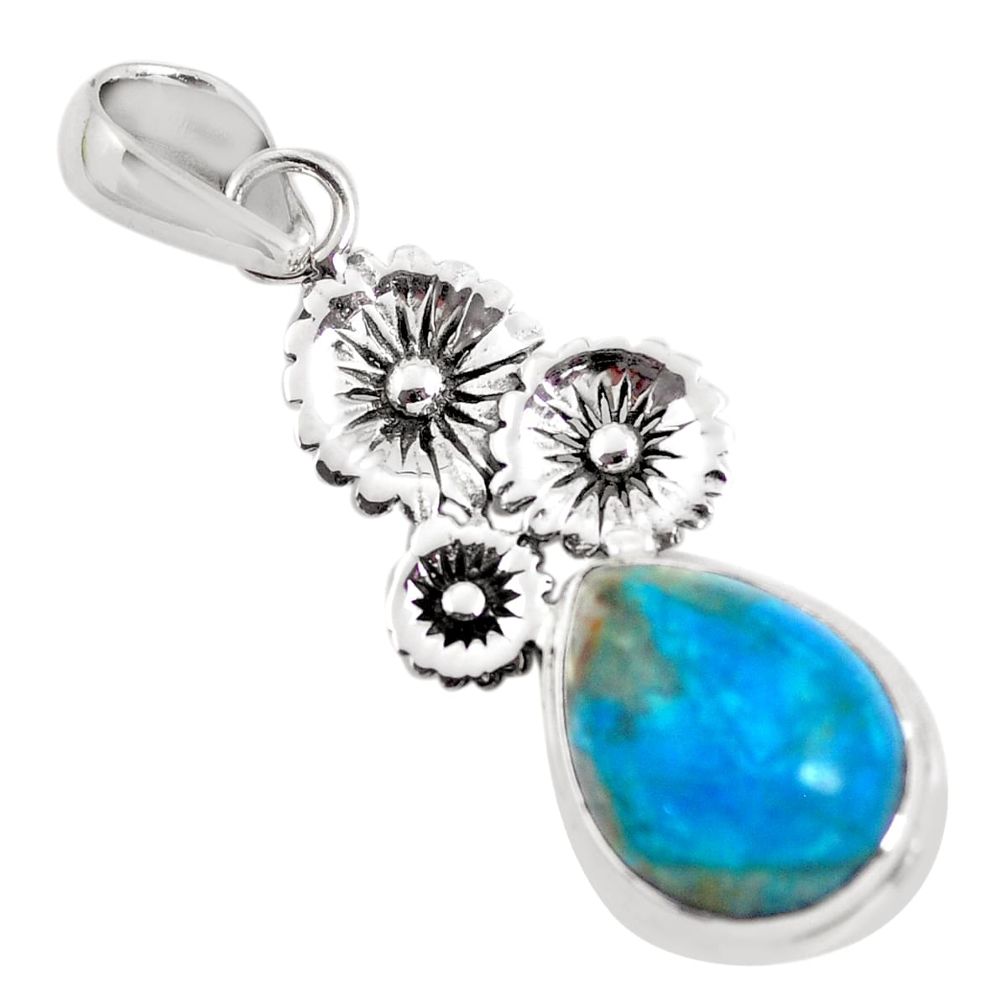 blue shattuckite 925 sterling silver flower pendant p55329