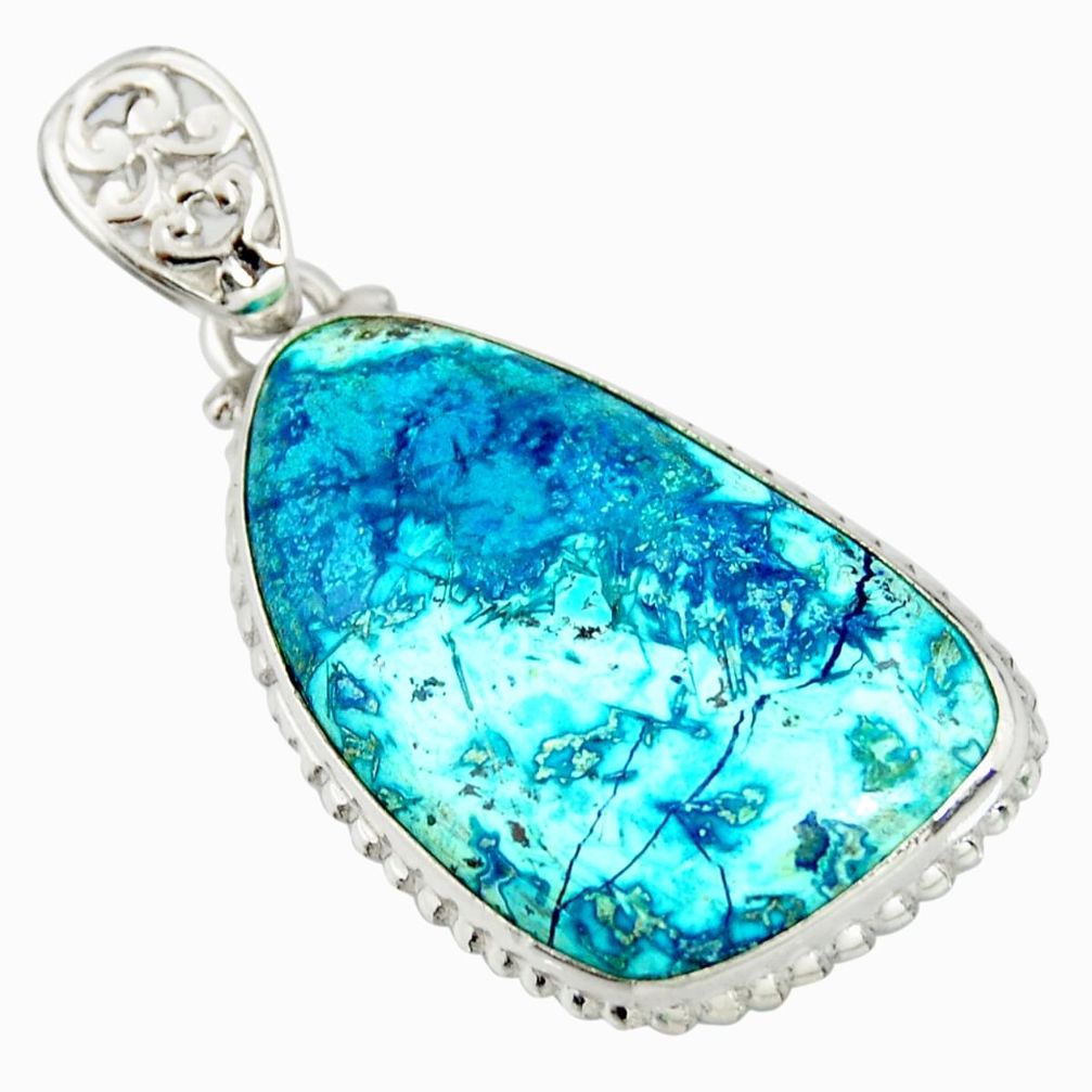 21.48cts natural blue shattuckite 925 sterling silver pendant jewelry r20841