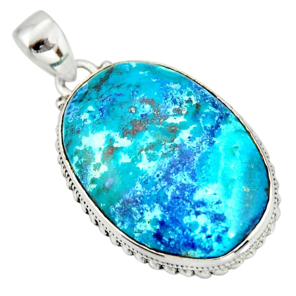 27.08cts natural blue shattuckite 925 sterling silver pendant jewelry r20842