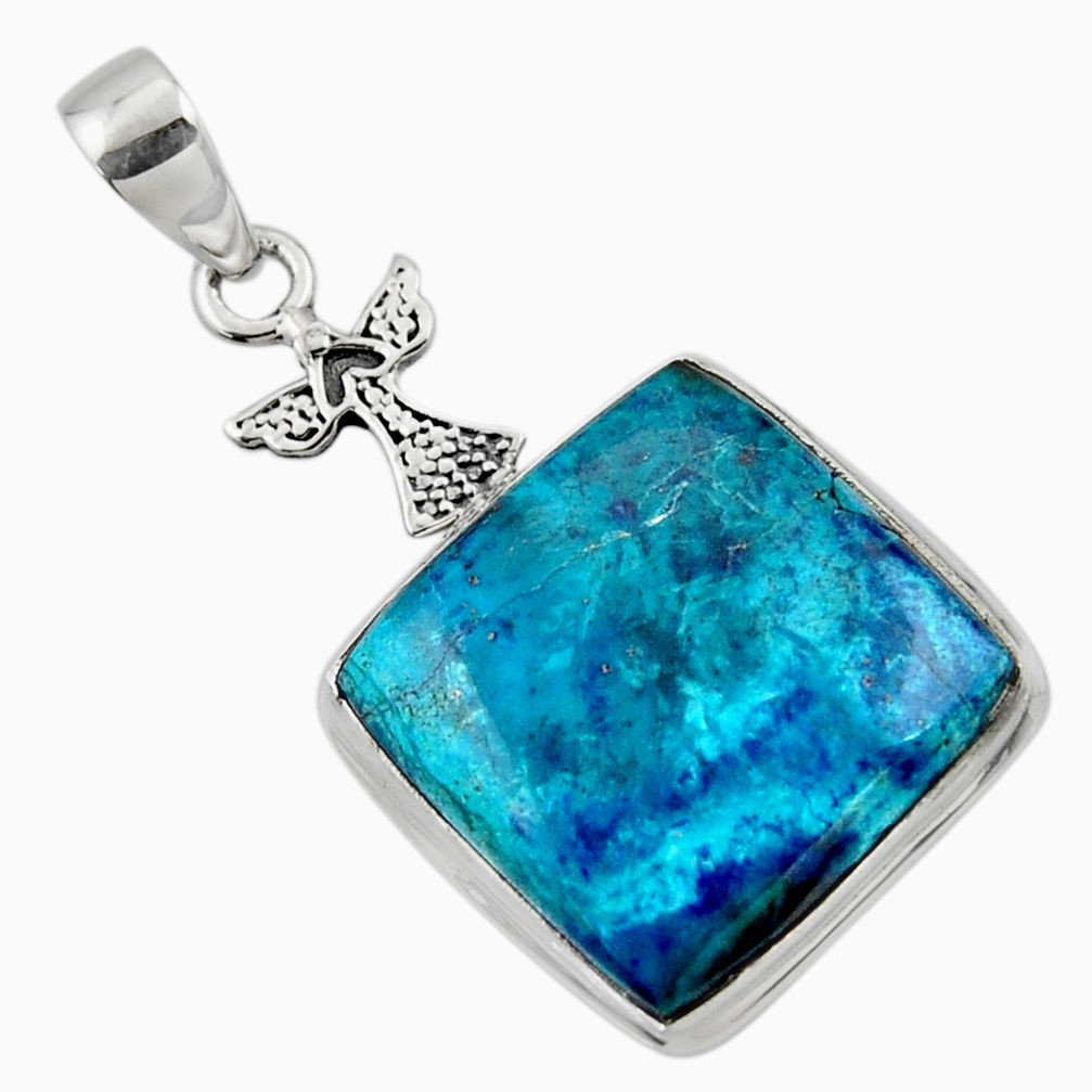 18.70cts natural blue shattuckite 925 sterling silver pendant jewelry r50427