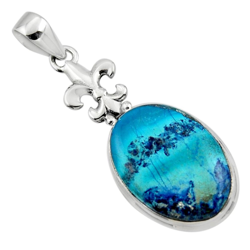 17.22cts natural blue shattuckite 925 sterling silver pendant jewelry r50429