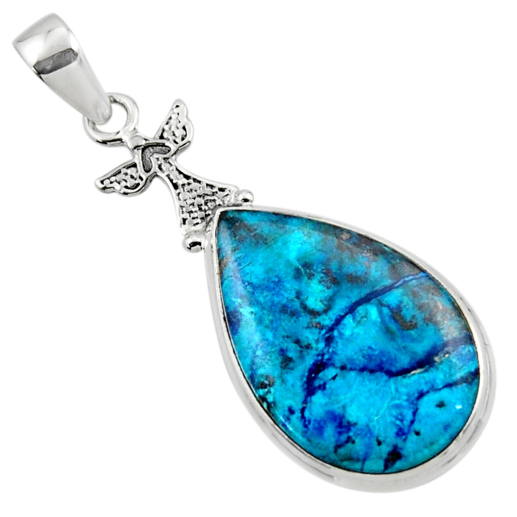 16.20cts natural blue shattuckite 925 sterling silver pendant jewelry r50430