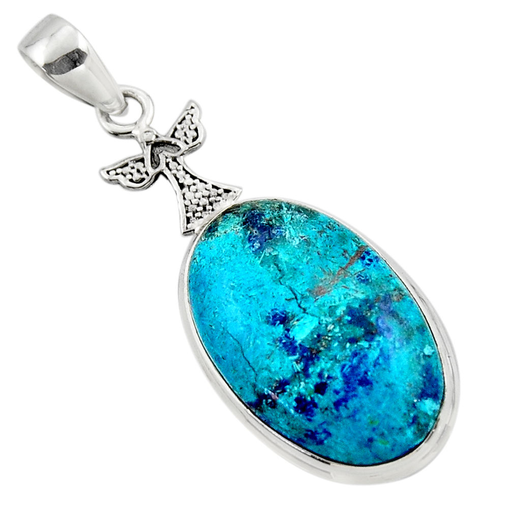 15.65cts natural blue shattuckite 925 sterling silver pendant jewelry r50443