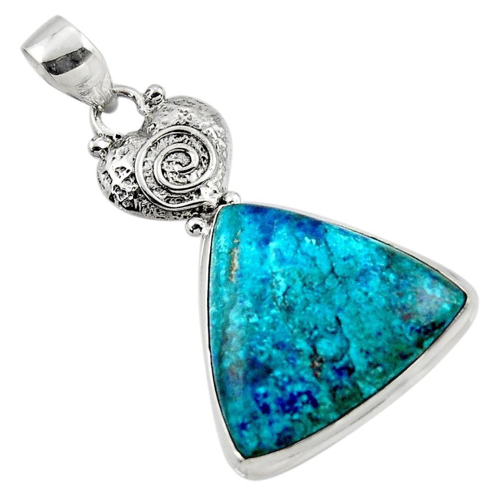 19.72cts natural blue shattuckite 925 sterling silver pendant jewelry r50448