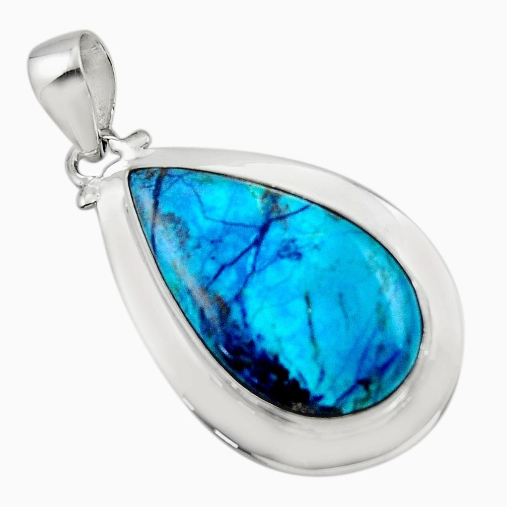 18.47cts natural blue shattuckite 925 sterling silver pendant jewelry r50450