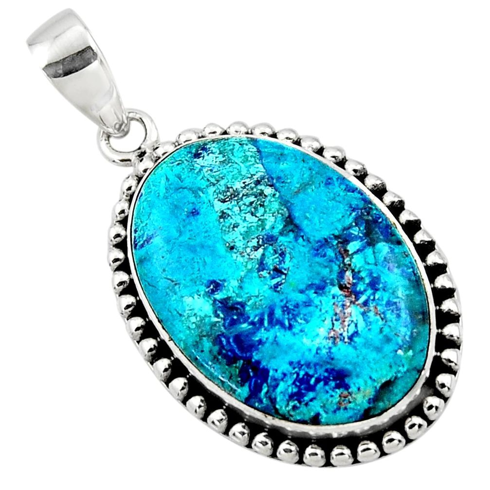 19.34cts natural blue shattuckite 925 sterling silver pendant jewelry r50462