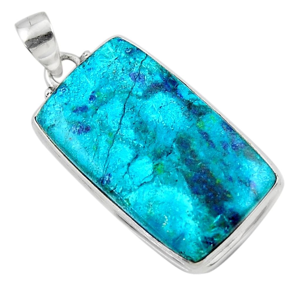 21.48cts natural blue shattuckite 925 sterling silver pendant jewelry r50481