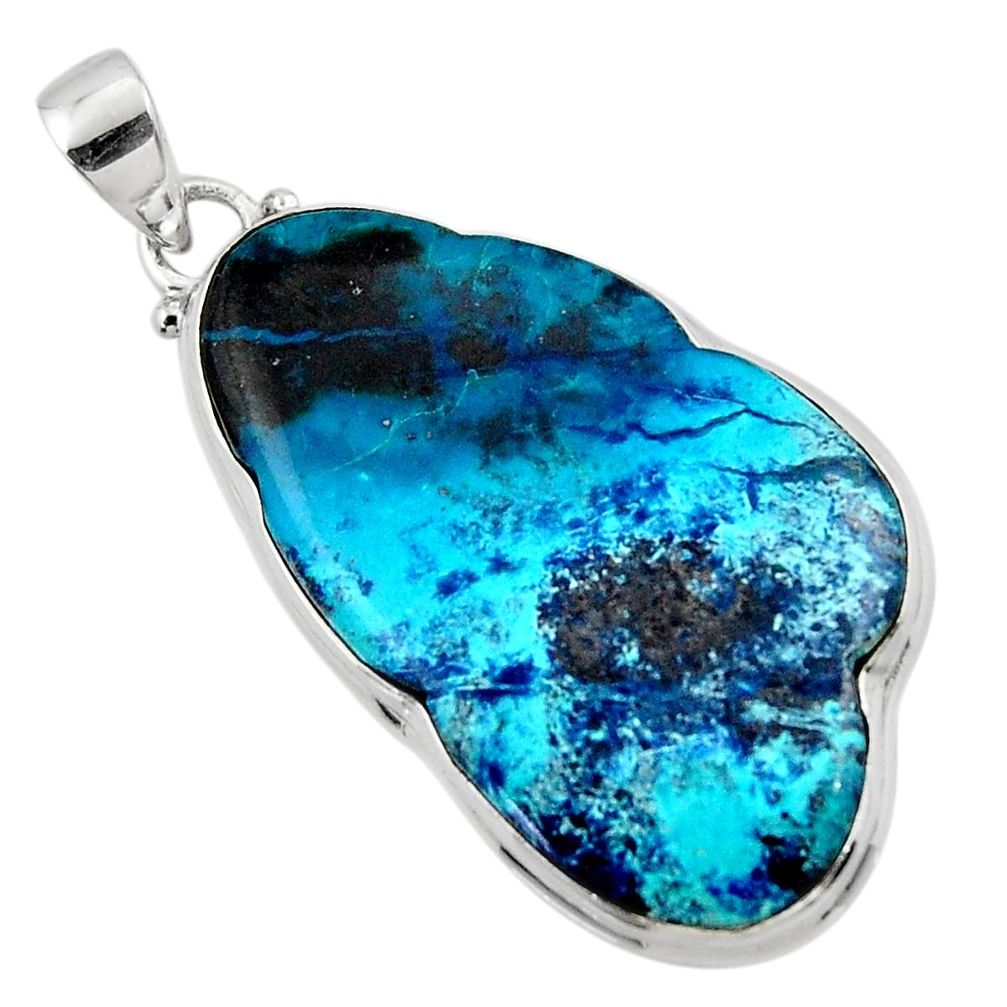 24.38cts natural blue shattuckite 925 sterling silver pendant jewelry r50484