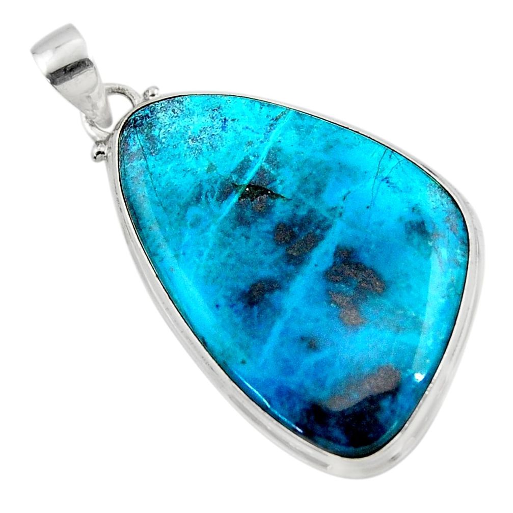 25.00cts natural blue shattuckite 925 sterling silver pendant jewelry r50485
