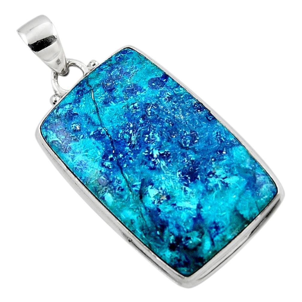 22.87cts natural blue shattuckite 925 sterling silver pendant jewelry r50487
