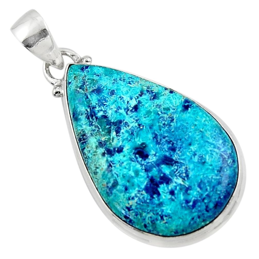 15.08cts natural blue shattuckite 925 sterling silver pendant jewelry r50510