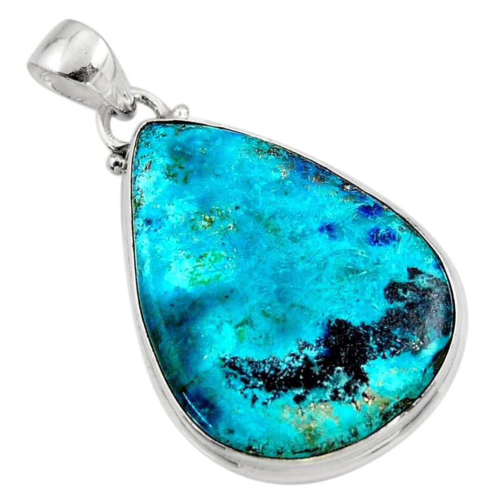 15.65cts natural blue shattuckite 925 sterling silver pendant jewelry r50516