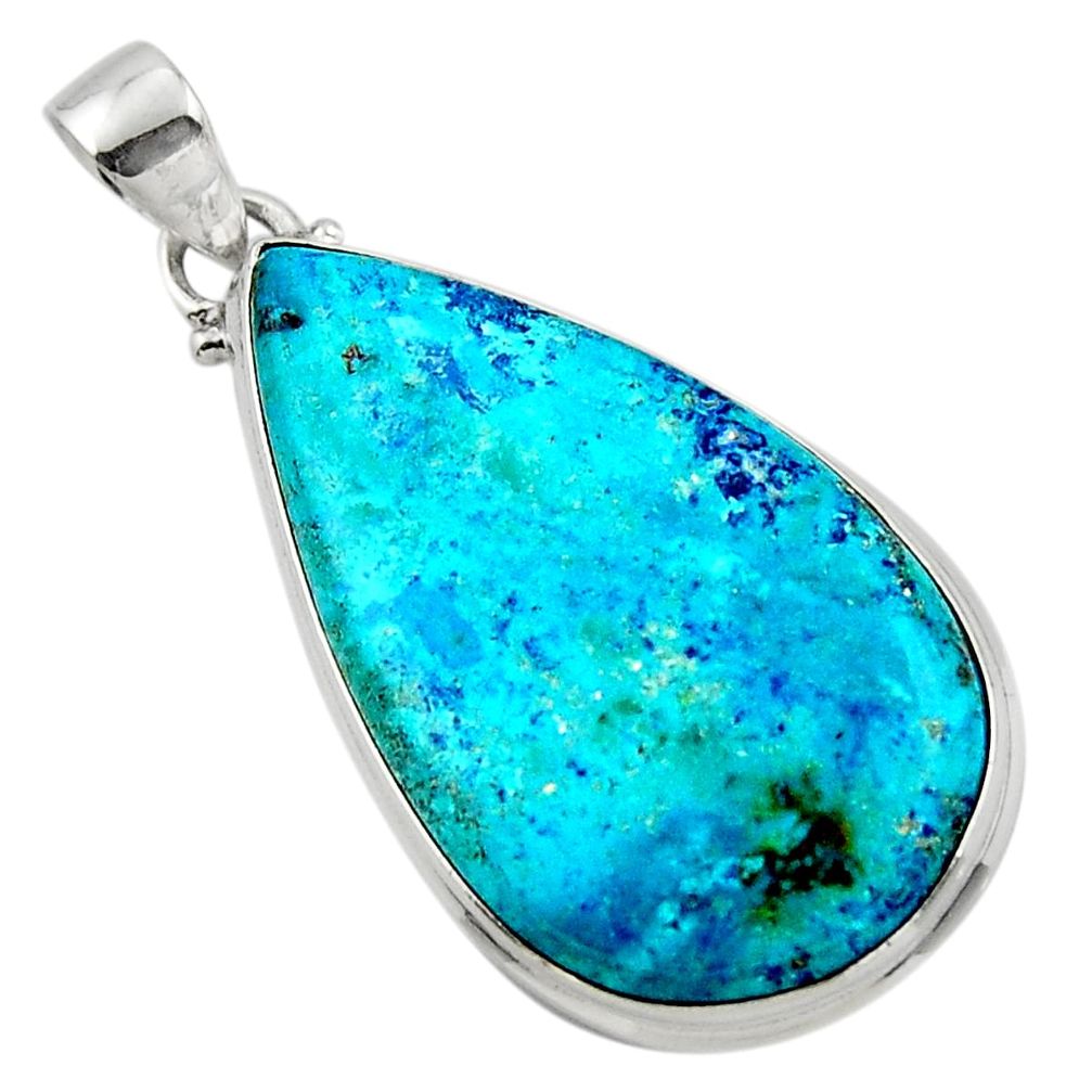 18.15cts natural blue shattuckite 925 sterling silver pendant jewelry r50524