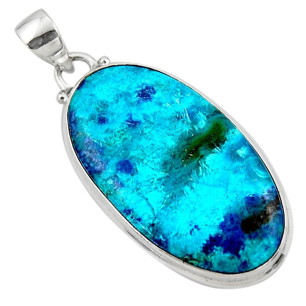 19.23cts natural blue shattuckite 925 sterling silver pendant jewelry r50525