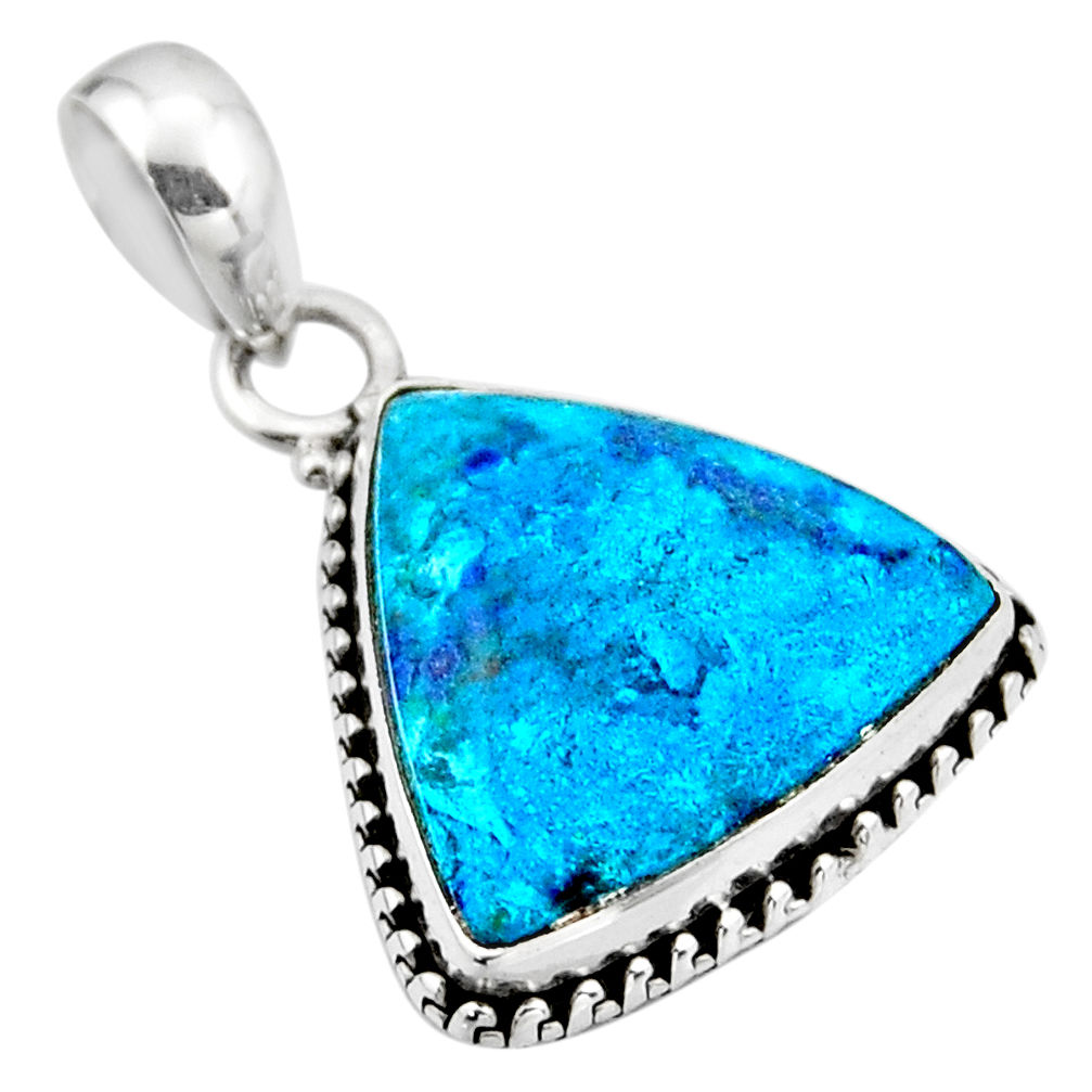 11.55cts natural blue shattuckite 925 sterling silver pendant jewelry r53844