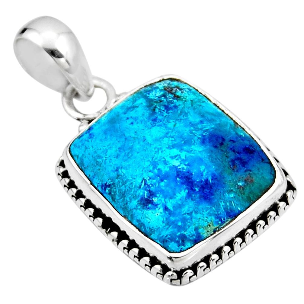 14.23cts natural blue shattuckite 925 sterling silver pendant jewelry r53848