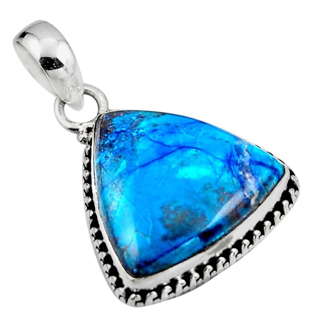 14.23cts natural blue shattuckite 925 sterling silver pendant jewelry r53856