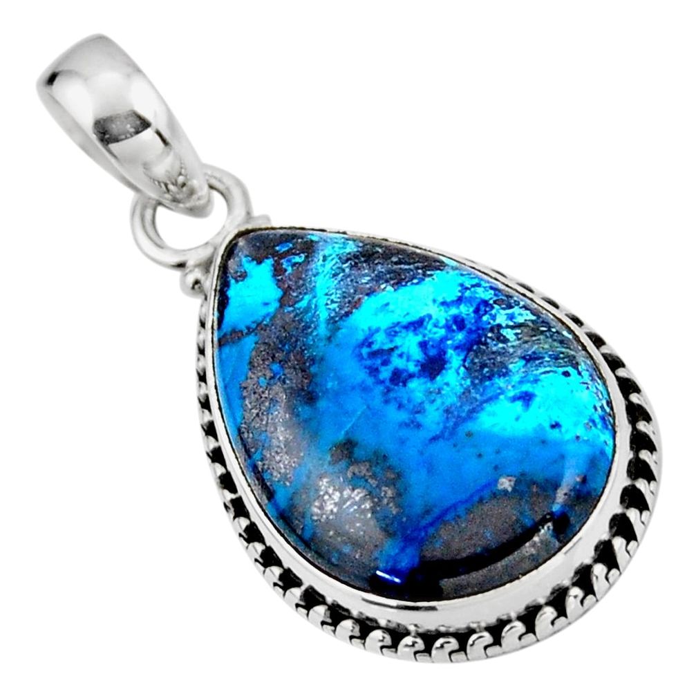 15.05cts natural blue shattuckite 925 sterling silver pendant jewelry r53858