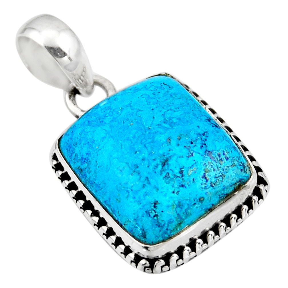 13.15cts natural blue shattuckite 925 sterling silver pendant jewelry r53860