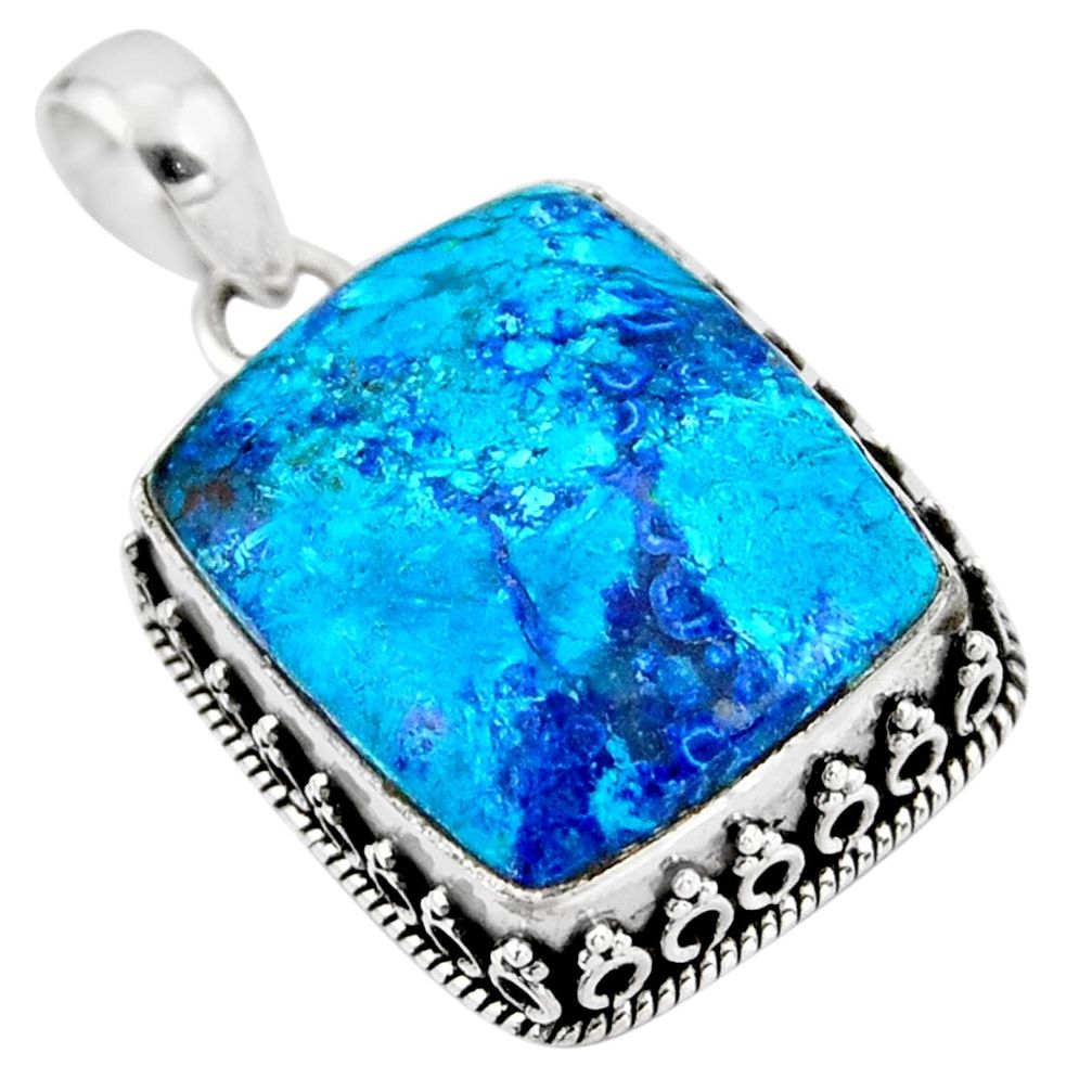 22.23cts natural blue shattuckite 925 sterling silver pendant jewelry r53863
