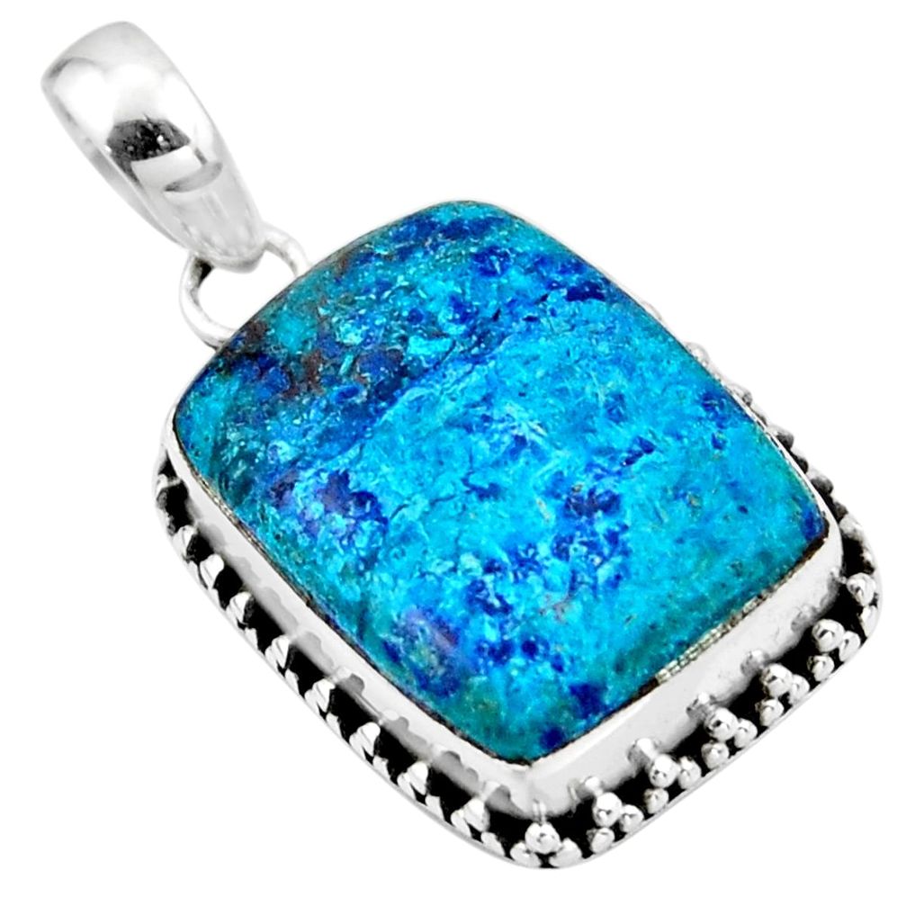 15.65cts natural blue shattuckite 925 sterling silver pendant jewelry r53865