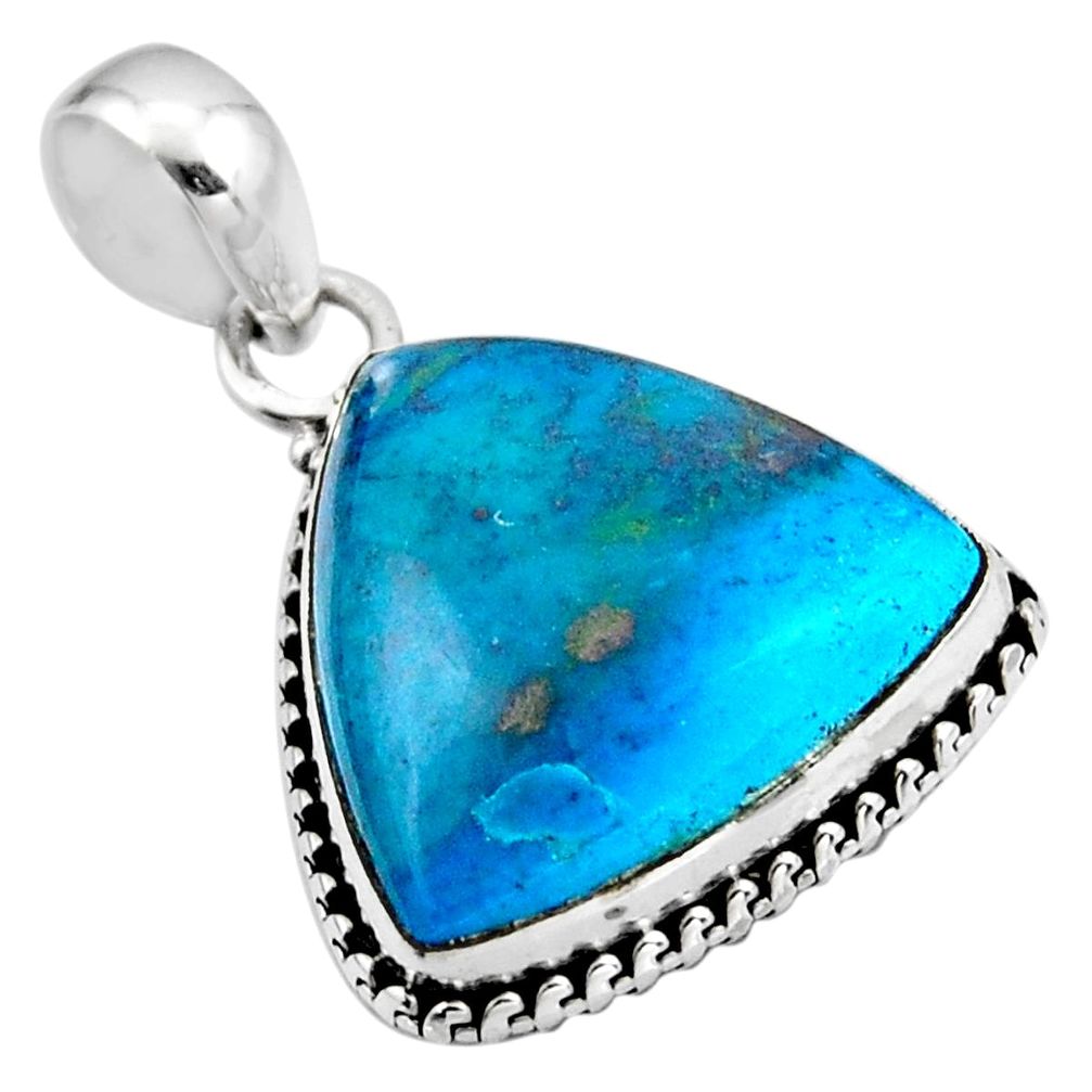 14.72cts natural blue shattuckite 925 sterling silver pendant jewelry r53866