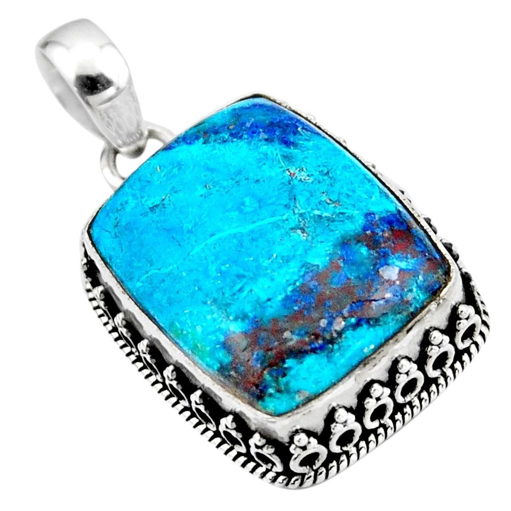 20.65cts natural blue shattuckite 925 sterling silver pendant jewelry r53869
