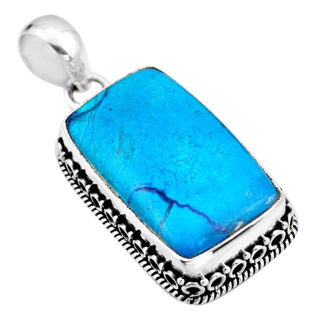 20.07cts natural blue shattuckite 925 sterling silver pendant jewelry r53871