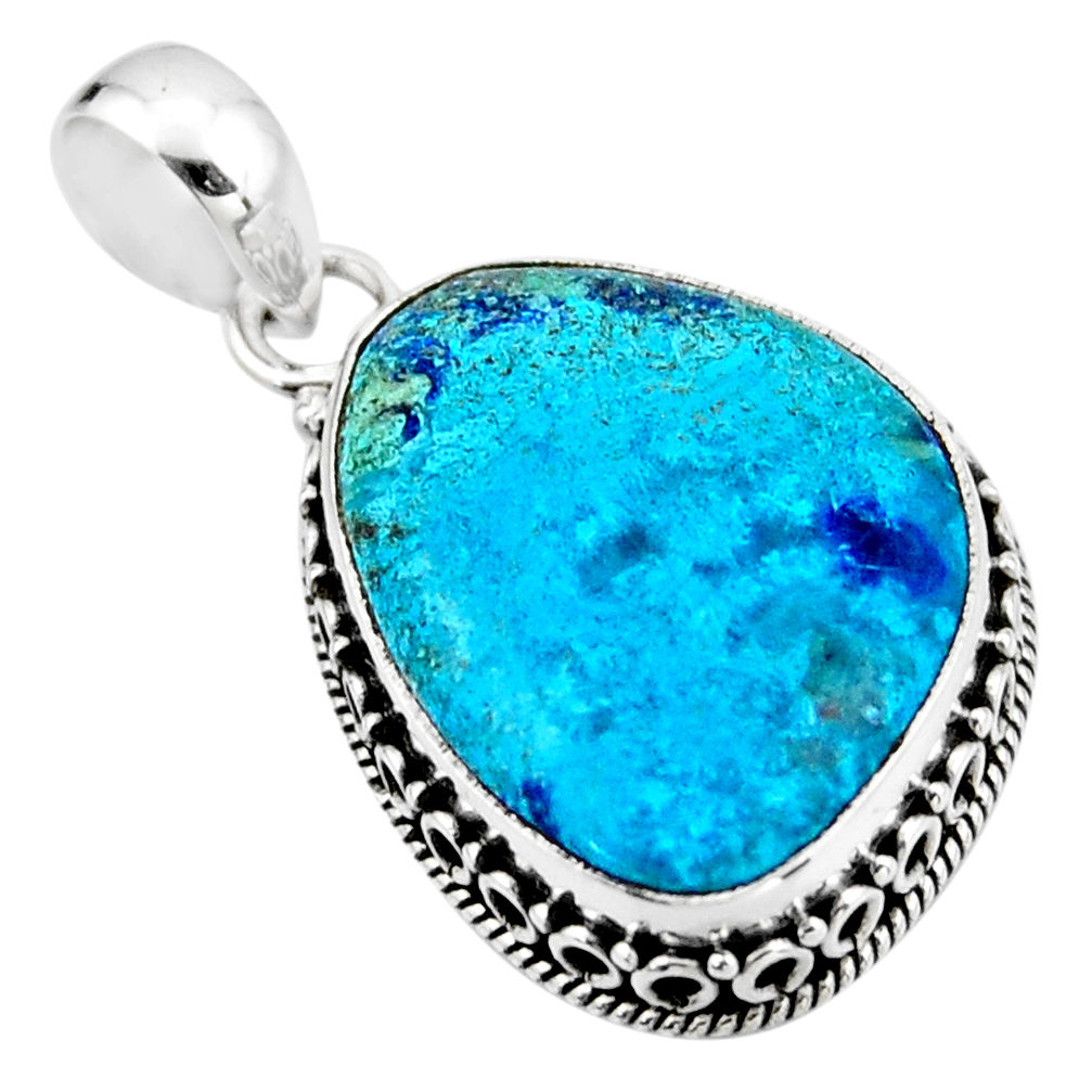 16.06cts natural blue shattuckite 925 sterling silver pendant jewelry r53879