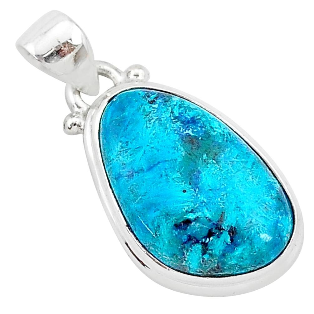 10.65cts natural blue shattuckite 925 sterling silver pendant jewelry r94926