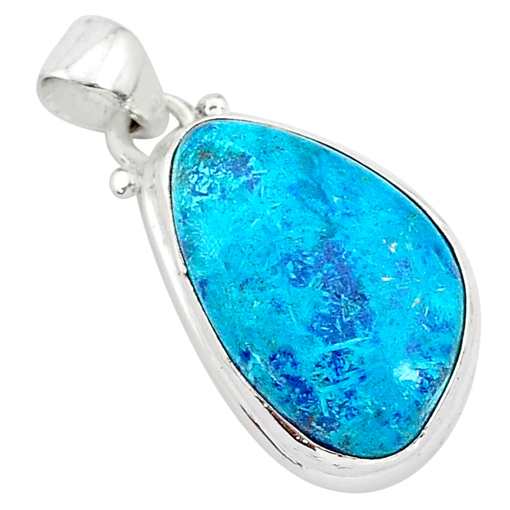 11.20cts natural blue shattuckite 925 sterling silver pendant jewelry r94942