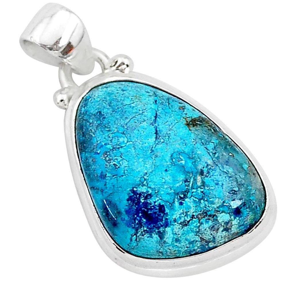 12.22cts natural blue shattuckite 925 sterling silver pendant jewelry r94946