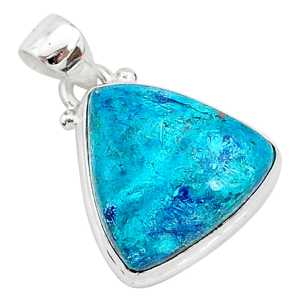 12.07cts natural blue shattuckite 925 sterling silver pendant jewelry r94948