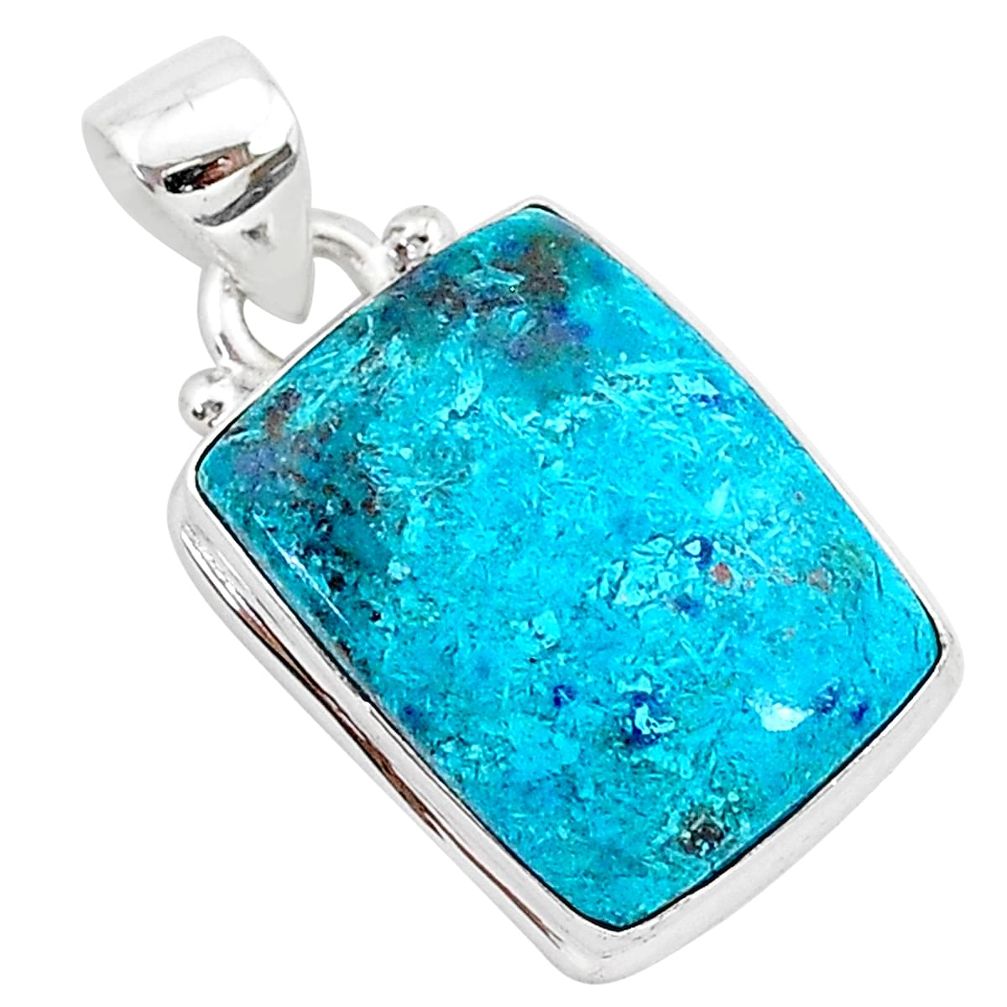 12.22cts natural blue shattuckite 925 sterling silver pendant jewelry r94949