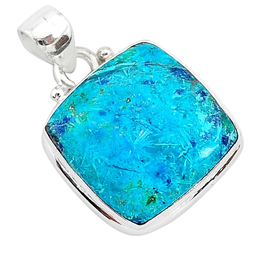 12.18cts natural blue shattuckite 925 sterling silver pendant jewelry r94951