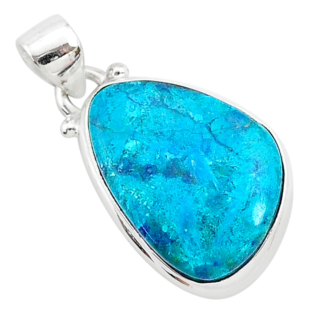 11.73cts natural blue shattuckite 925 sterling silver pendant jewelry r94955