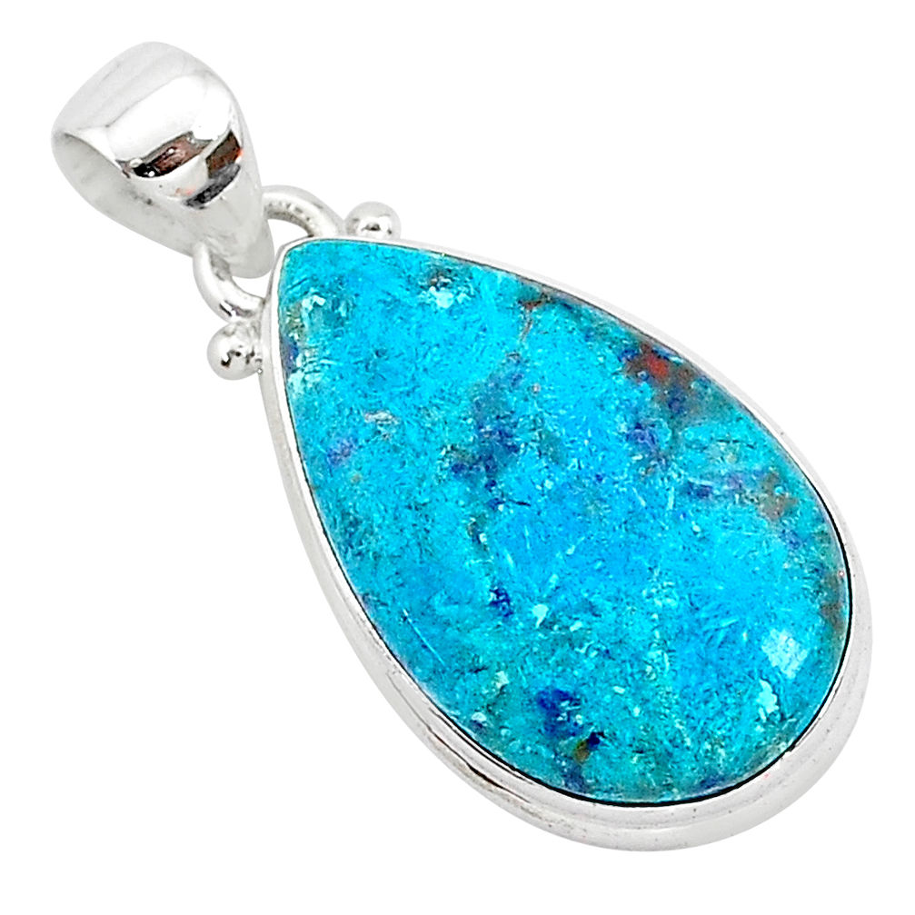 12.22cts natural blue shattuckite 925 sterling silver pendant jewelry r94957