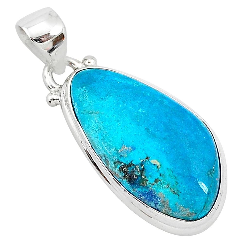 12.58cts natural blue shattuckite 925 sterling silver pendant jewelry r94958