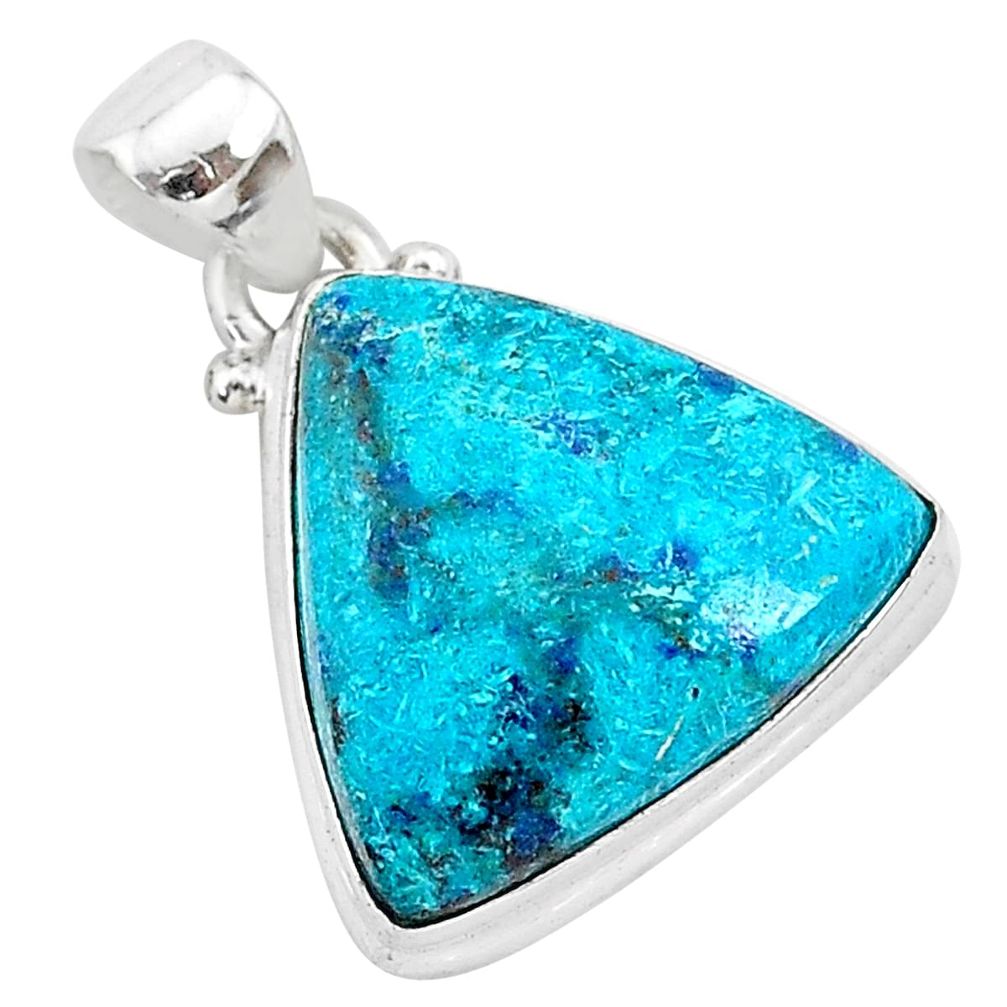 12.18cts natural blue shattuckite 925 sterling silver pendant jewelry r94976