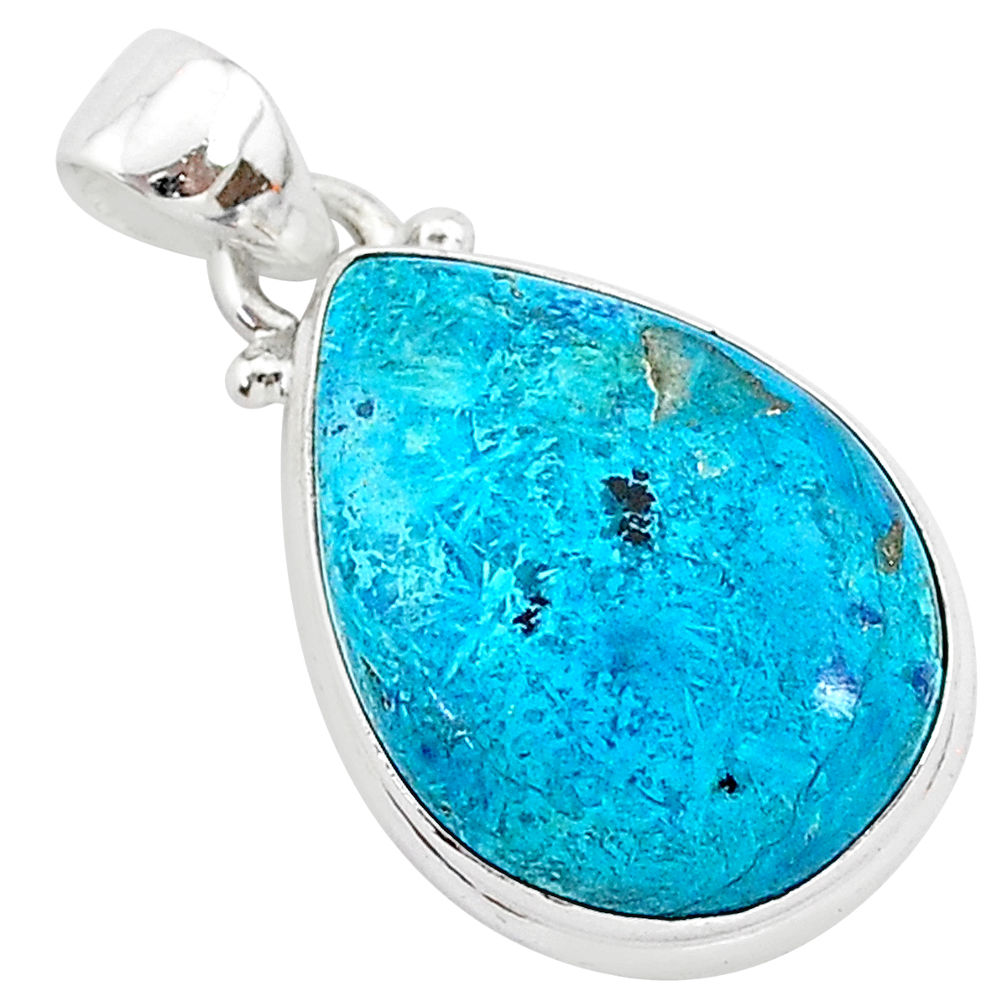 12.07cts natural blue shattuckite 925 sterling silver pendant jewelry r94987