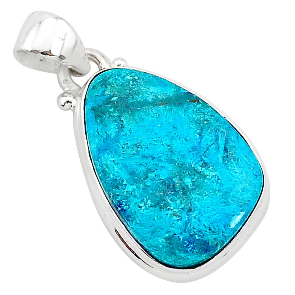 11.17cts natural blue shattuckite 925 sterling silver pendant jewelry r94990